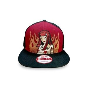 New Era 9FIFTY Tokidoki Snapback Cap Hat Red Hair Flame Girl w/ Devil Horns NWOT